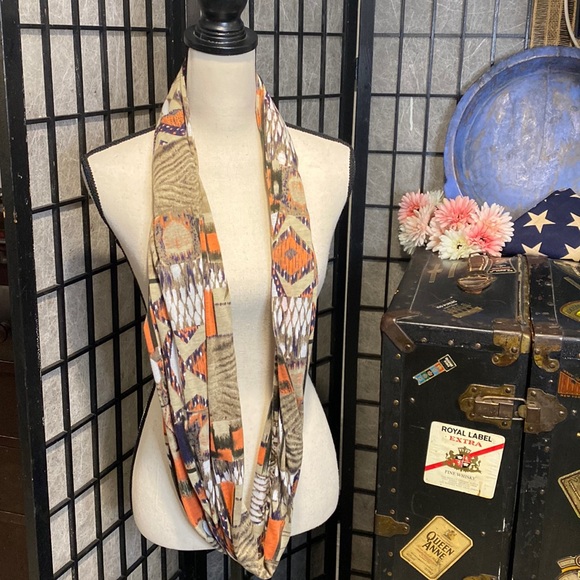 Beige, Brown & Orange Infiniti Scarf - Picture 2 of 5